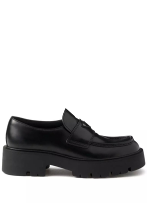 Prada brushed leather loafers - Black