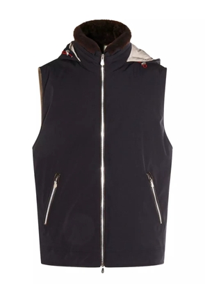 Brunello Cucinelli hooded shearling-trimmed gilet - Blue