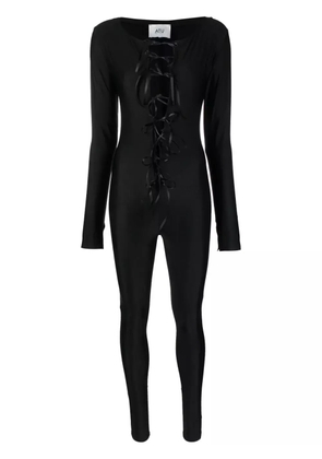 Atu Body Couture lace-up satin catsuit - Black
