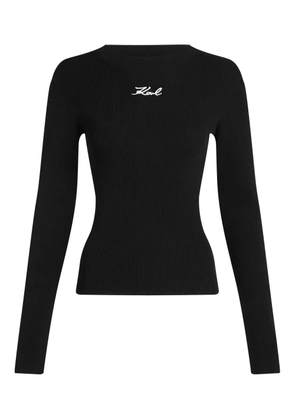 Karl Lagerfeld logo-embroidered T-shirt - Black