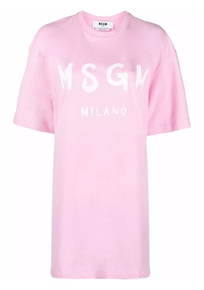 MSGM logo-print cotton T-shirt dress - Pink