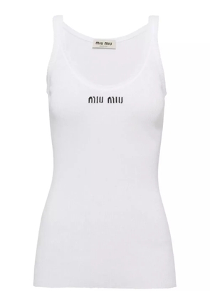 Miu Miu ribbed knit cotton tank top - White