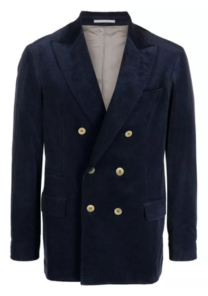 Brunello Cucinelli double-breasted velvet blazer - Blue