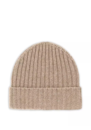 Boggi Milano ribbed cashmere beanie hat - Neutrals