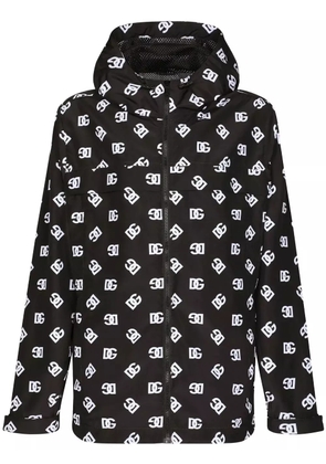 Dolce & Gabbana DG-logo quilted hooded jacket - Black
