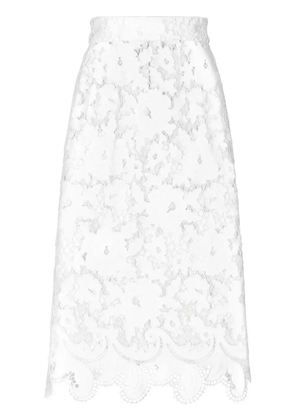 Dolce & Gabbana floral-embroidery open-work skirt - White