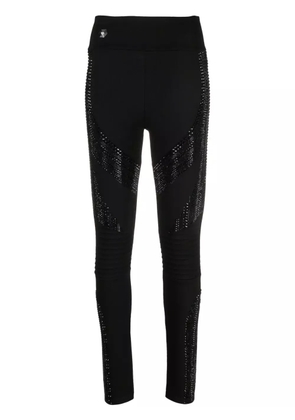Philipp Plein rhinestone-embellished high-waisted leggings - Black