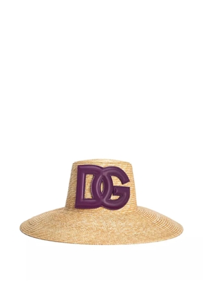 Dolce & Gabbana logo-patch sun hat - Neutrals