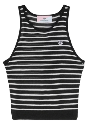 Chiara Ferragni Eyelike-patch striped sleeveless top - Black
