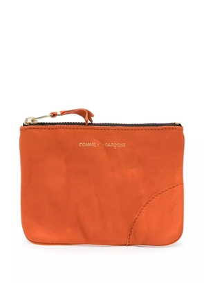 Comme Des Garçons Wallet washed zip-up leather pouch - Orange