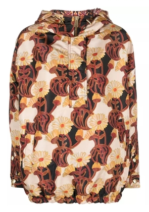 La DoubleJ floral print hooded jacket - Neutrals
