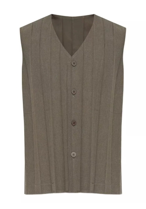 Homme Plissé Issey Miyake button pleated vest - Green
