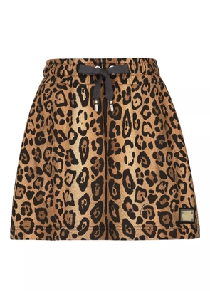 Dolce & Gabbana leopard-print drawstring mini skirt - Brown
