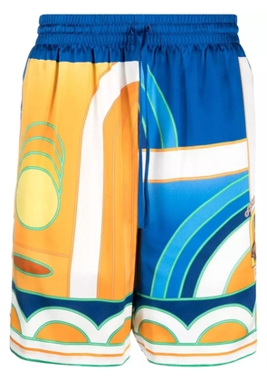 Casablanca Paysage silk shorts - Blue