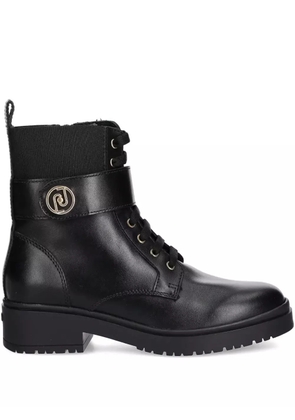 LIU JO logo-appliqué combat boots - Black