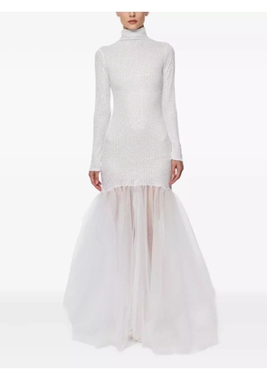Atu Body Couture high-neck sequin mermaid gown - White