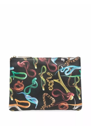 Seletti graphic-print wash bag set - Black