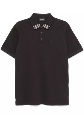 Emporio Armani logo-embroidered polo shirt - Black