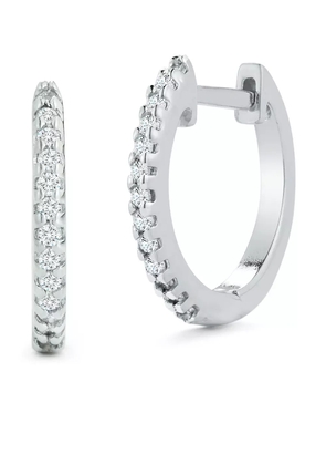 Mateo 14kt white gold 12mm diamond huggie hoops - Silver
