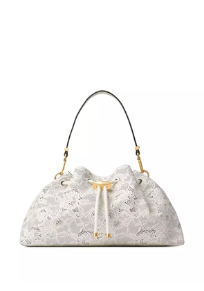 Jimmy Choo floral-embellishment bucket bag - White