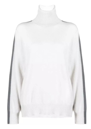 Lorena Antoniazzi stripe-detail roll neck jumper - Grey