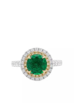 HYT Jewelry 18k white gold diamond and emerald ring