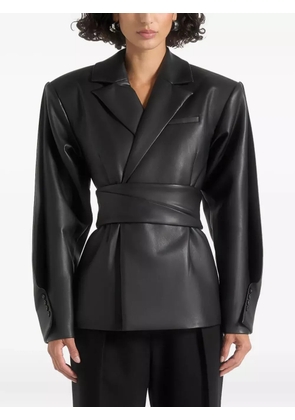 Manière De Voir Marie twist-sleeve belted blazer - Black