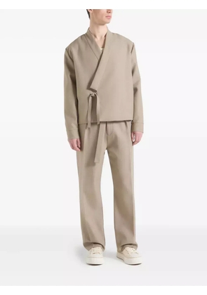 Manière De Voir Robin textured-kimono wrap jacket - Neutrals