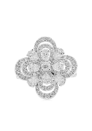 HYT Jewelry platinum flower diamond cocktail ring - Silver