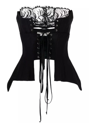 MANURÍ corset-style panelled-lace top - Black