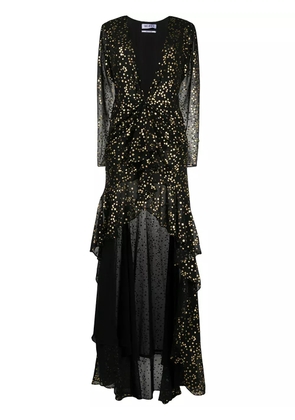 The Attico star-print plunge-neck dress - Black