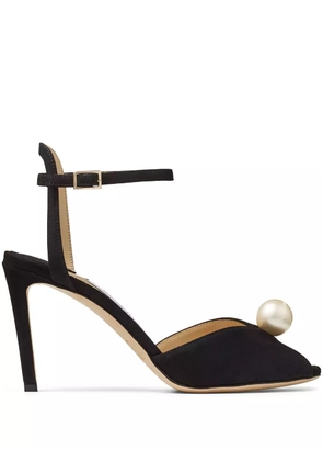 Jimmy Choo Sacora 85mm pearl-embellished sandals - Black