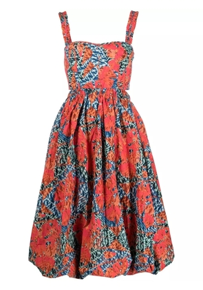 Ulla Johnson graphic-print sweetheart neck dress - Red