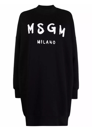 MSGM brushstroke-logo sweatshirt dress - Black