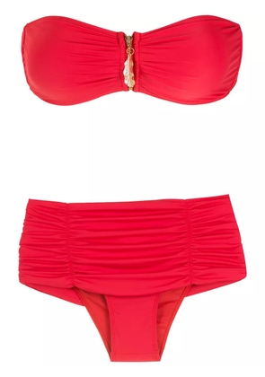 Brigitte leaf-detail bikini set - Red