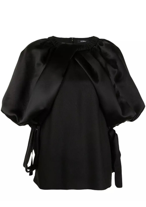 Goen.J balloon-sleeve twisted front top - Black