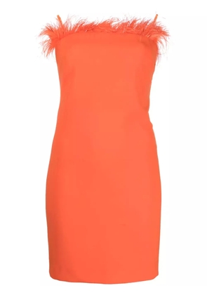 Patrizia Pepe feather-trim strapless mini dress - Orange