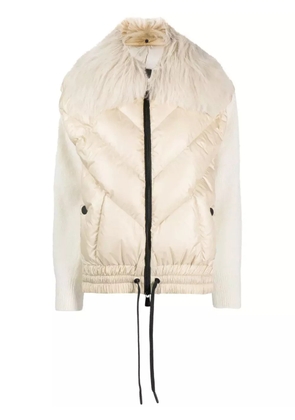 Moncler Grenoble panelled knitted down jacket - Neutrals