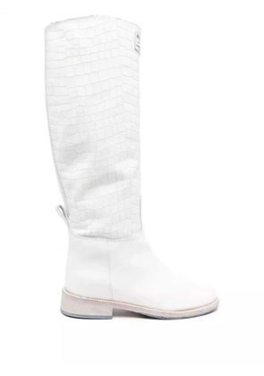 Hide&Jack crocodile-embossed leather boots - White