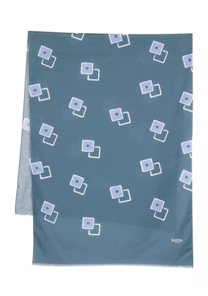 Barba graphic-print frayed scarf - Blue