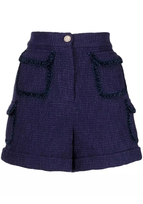Edward Achour Paris tweed pocketed shorts - Blue