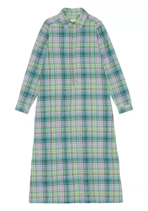 GANNI check-pattern seersucker shirt dress - Blue