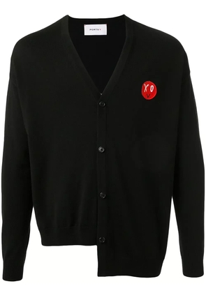 Ports V logo patch asymmetrical cardigan - Black