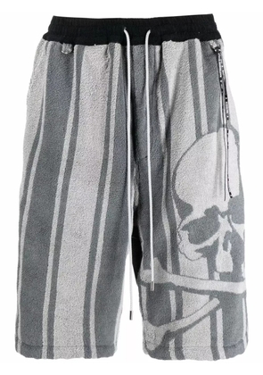 Mastermind World striped skull-print track shorts - Grey