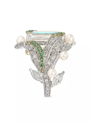 Anabela Chan rhodium-vermeil Lily multi-stone ring - White