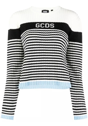 GCDS jacquard-logo striped jumper - White