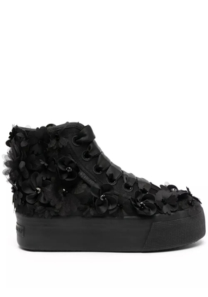 Viktor & Rolf x Superga flower-embellished high-top sneakers - Black