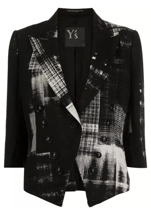 Y's Copied check-print blazer - Black