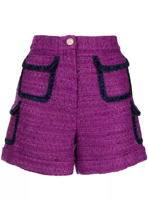 Edward Achour Paris tweed pocketed shorts - Purple