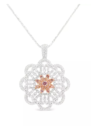 HYT Jewelry 18K white gold and platinum diamond pendant necklace - Silver